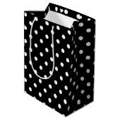 Black Polka Dot Medium Cadeauzakje (Achterkant Gekanteld)