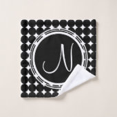 Black Polka Dot Monogram Bad Handdoek (Wasdoekje)