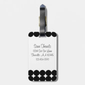 Black Polka Dot Monogram Bagagelabel (Achterkant verticaal)