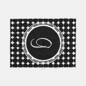 Black Polka Dot Monogram Fleece Deken (Voorkant (Horizontaal))