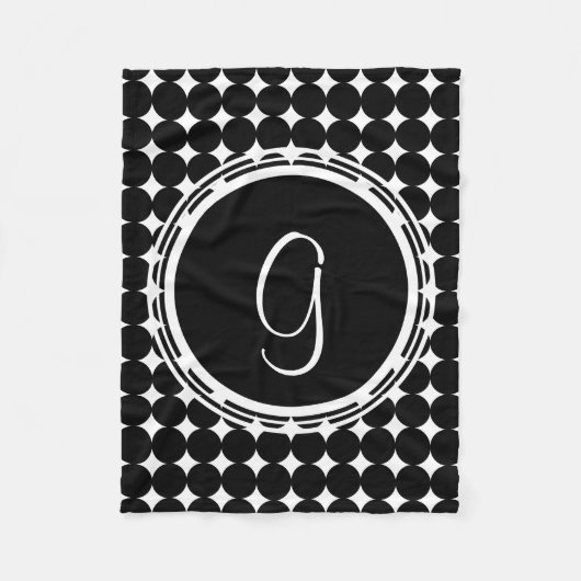 Black Polka Dot Monogram Fleece Deken (Voorkant)