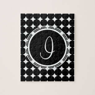 Black Polka Dot Monogram Legpuzzel