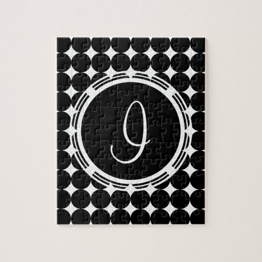 Black Polka Dot Monogram Legpuzzel (Verticaal)