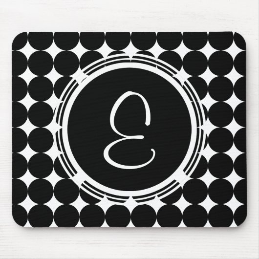 Black Polka Dot Monogram Muismat (Voorkant)