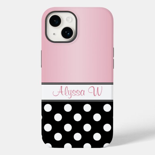 Black Polka Dot Pink Case-Mate iPhone Case (Achterkant)