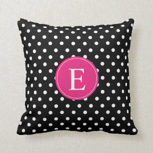 Black Polka Dot Pink Monogram Kussen