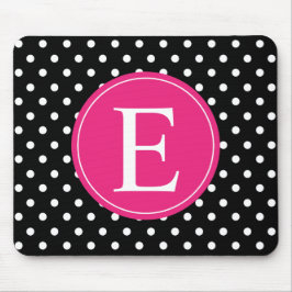 Black Polka Dot Pink Monogram Muismat