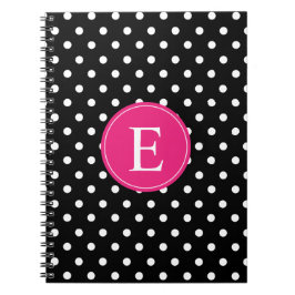 Black Polka Dot Pink Monogram Notitieboek