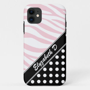 Black Polka Dot Pink Zebra Print iPhone 5 Hoesje