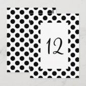 Black Polka Dot Table Number Briefkaart (Voorkant / Achterkant)