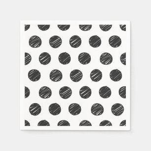 Black Polka Dots Artisan Hand getrokken Timless Fu Servet