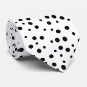 Black Polka Dots Diverse grootten op witte Stropda Stropdas (Opgerold)