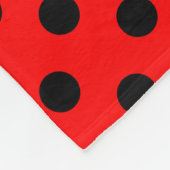 Black Polka Dots Pattern on Red Background Fleece Deken (Hoek)
