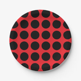 Black Polka Dots Red Papieren Bordje