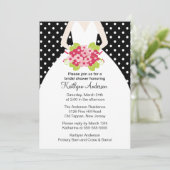 Black Polka Dotted Bride Bridal Shower Kaart (Staand voorkant)