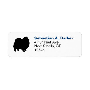 Black Pomeranian Dog Silhouette Return-adres Etiket