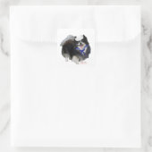 Black Pomeranian Sailor Vierkante Sticker (Tas)