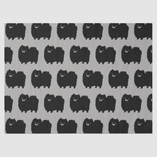 Black Pomeranians Pattern | Kute fluffy Dog Tissuepapier (Voorkant)