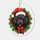 Black Poodle Christmas Wreath Keramisch Ornament (Links)