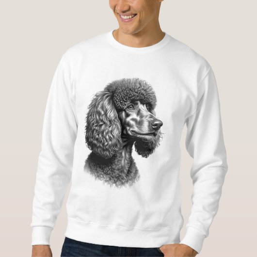 Black Poodle Dog Art Men’s Sweatshirt (Devant)