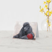 Black Poodle Dog Art Note Kaart (Gele Bloem)