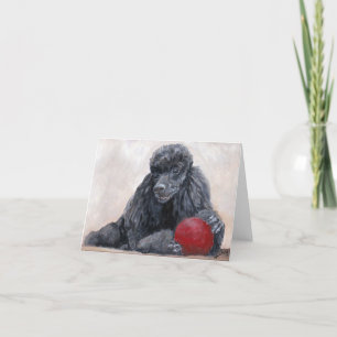 Black Poodle Dog Art Note Kaart