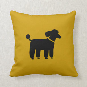 Black Poodle Dog Graphic on Yellow () Kussen