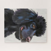 Black Poodle | Dog Watercolor Pet Art Legpuzzel (Horizontaal)