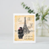 Black Poodle French Paris Eiffel Tower Briefkaart (Staand voorkant)