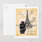 Black Poodle French Paris Eiffel Tower Briefkaart (Voorkant / Achterkant)
