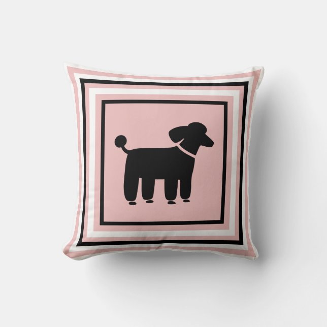 Black Poodle Graphic - Funky Dog Decorative Pillow Kussen (Voorkant)
