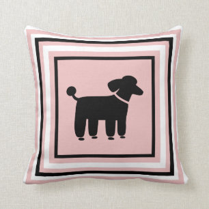 Black Poodle Graphic - Funky Dog Decorative Pillow Kussen