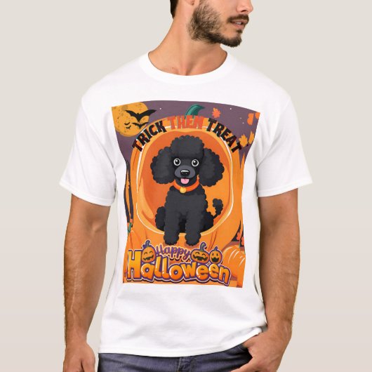 Black Poodle Halloween T-shirt (Voorkant)