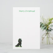 Black Poodle-kerstcadeautjes en -kaarten voor kers Briefpapier (Staand voorkant)