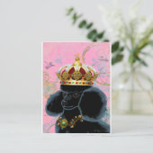 Black Poodle King met Crown Briefkaart (Staand voorkant)