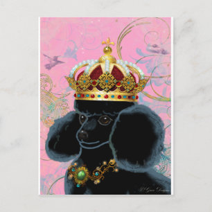 Black Poodle King met Crown Briefkaart
