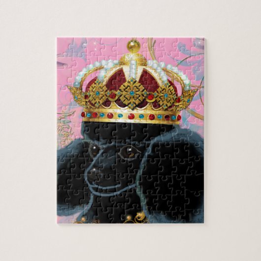 Black Poodle King met Crown Legpuzzel (Verticaal)