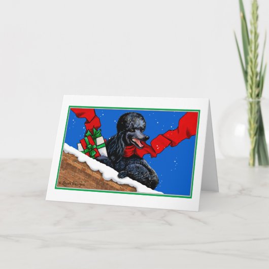 Black Poodle n Packaging kerstvakantie Art Feestdagen Kaart (Voorkant)