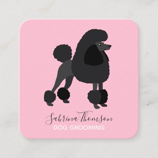 Black Poodle Pet Grooming Vierkante Visitekaartje (Voorkant)