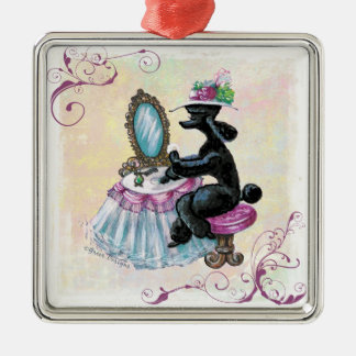 Black Poodle Retro Boudoir Metalen Ornament
