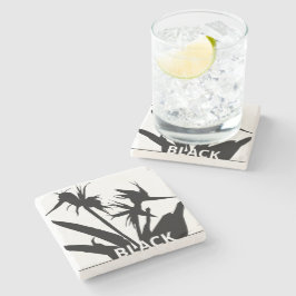 BLACK - Posavasos con Flor del paraíso en negro Stenen Onderzetter