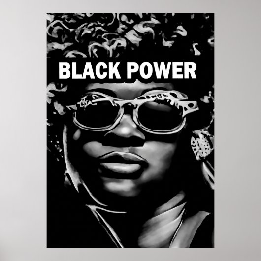 Black Power Afro Schoonheidsvrouw Portret (AI + Hu Poster (Voorkant)
