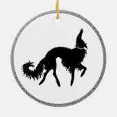 Black Prancing Borzoi Noël Ornement (Dos)