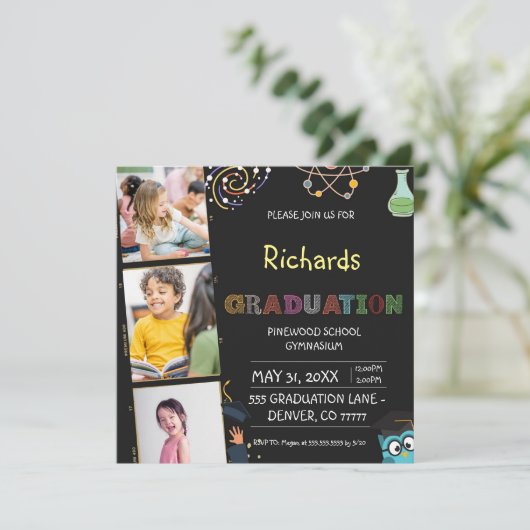 Black pre k afstuderen uitnodiging (Staand voorkant)