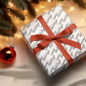 Black Prettige feestdagen Wordart Pattern on White Cadeaupapier