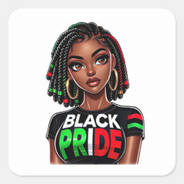 Black Pride Lady Vierkante Sticker
