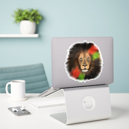 Black Pride Lion Red Green Unity oerwoud Cat King Sticker (Laptop op bureau)