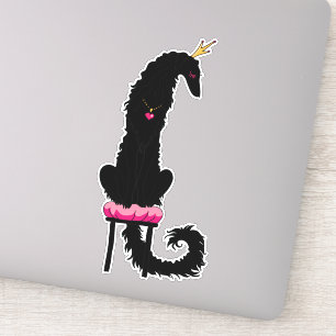 Black Princess Borzoi Die Cut Vinyl Sticker