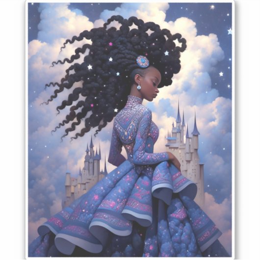 Black Princess Fantasy Kunst Sticker (Voorkant)