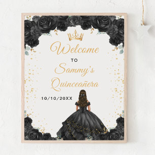 Black Princess Quinceañera Welkom Poster